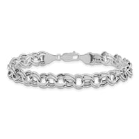 14k White Gold Lite 7.5mm Double Link Charm Bracelet-WSD4-8.25