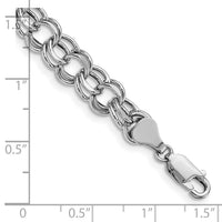14k White Gold Lite 7.5mm Double Link Charm Bracelet-WSD4-7.25