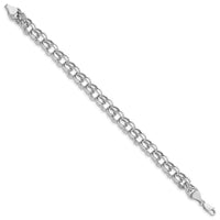 14k White Gold Lite 8mm Double Link Charm Bracelet-WSD5-8.25