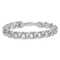 14k White Gold Lite 8mm Double Link Charm Bracele-WSD5-7.25