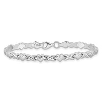 14k White Gold Polished Heart & X Bracelet-WSF854-7