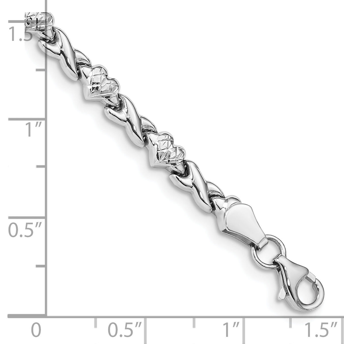 14k White Gold Polished Heart & X Bracelet-WSF854-7