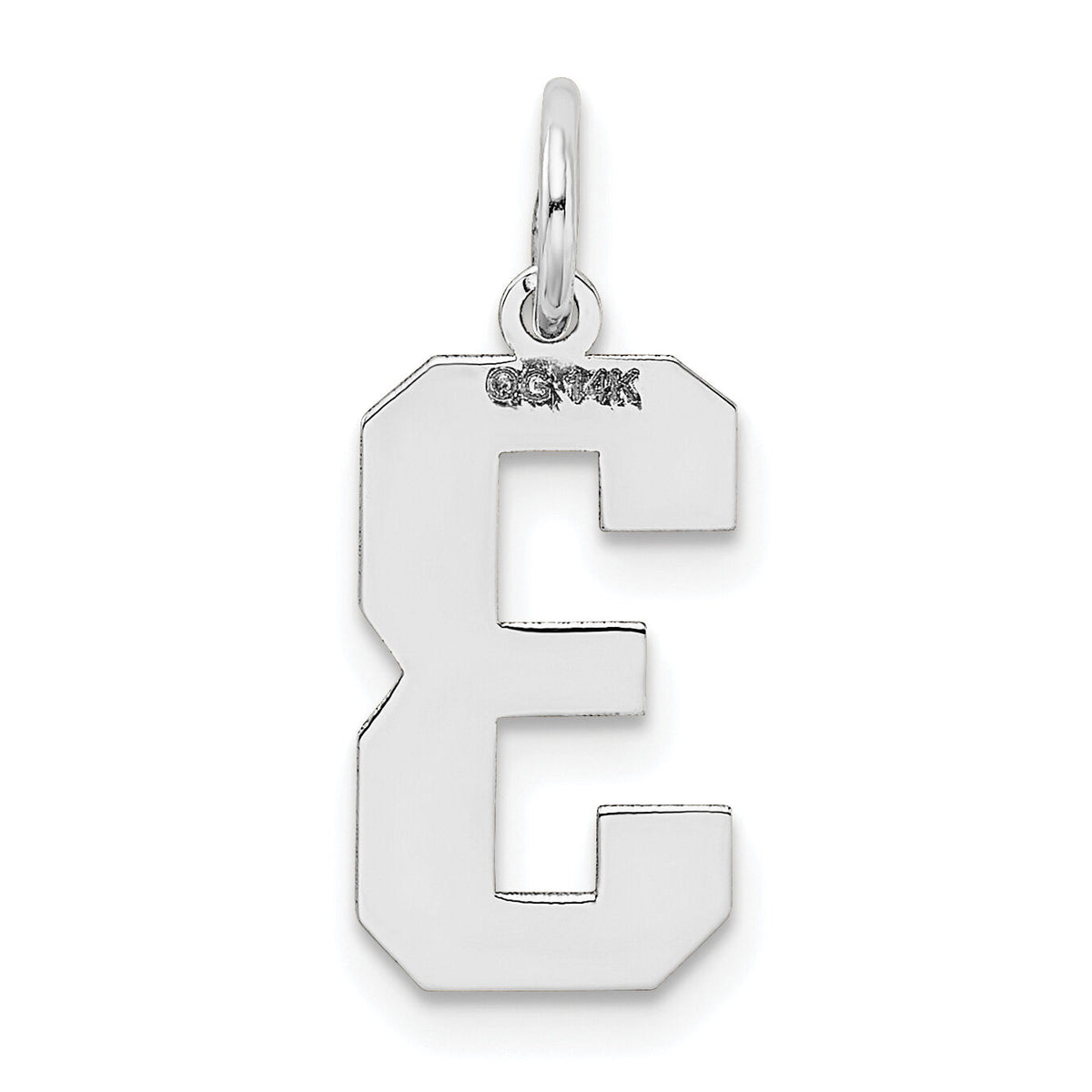 14kw Medium Satin Number 3 Charm-WSM03