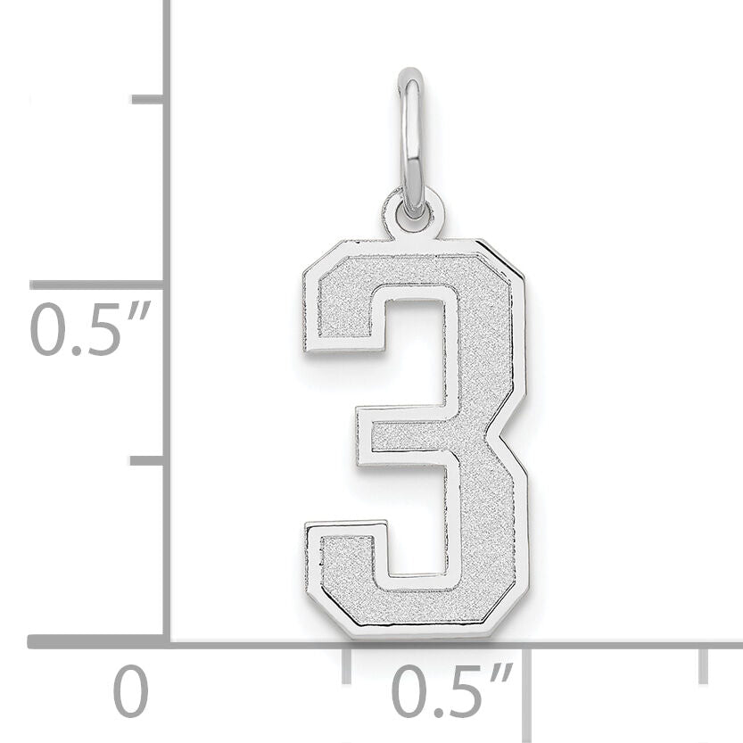 14kw Medium Satin Number 3 Charm-WSM03