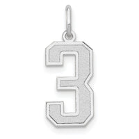 14kw Medium Satin Number 3 Charm-WSM03