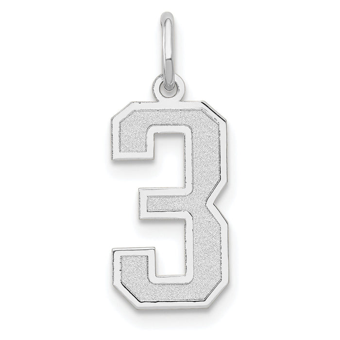 14kw Medium Satin Number 3 Charm-WSM03