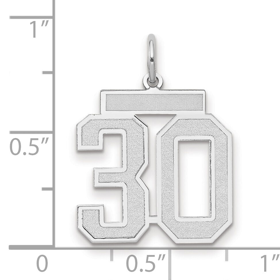 14kw Medium Satin Number 30 Charm-WSM30