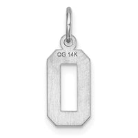 14kw Small Brushed Diamond-cut Number 0 Charm-WSN00