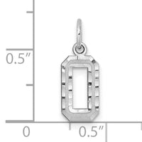 14kw Small Brushed Diamond-cut Number 0 Charm-WSN00