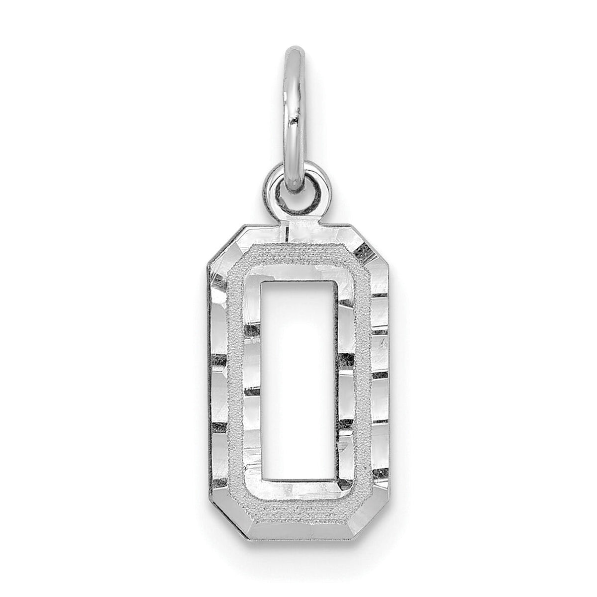 14kw Small Brushed Diamond-cut Number 0 Charm-WSN00