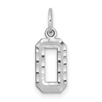 14kw Small Brushed Diamond-cut Number 0 Charm-WSN00