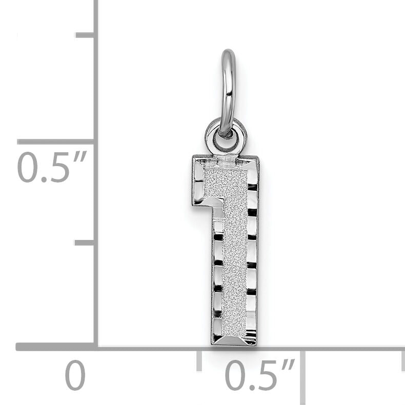 14kw Small Brushed Diamond-cut Number 1 Charm-WSN01