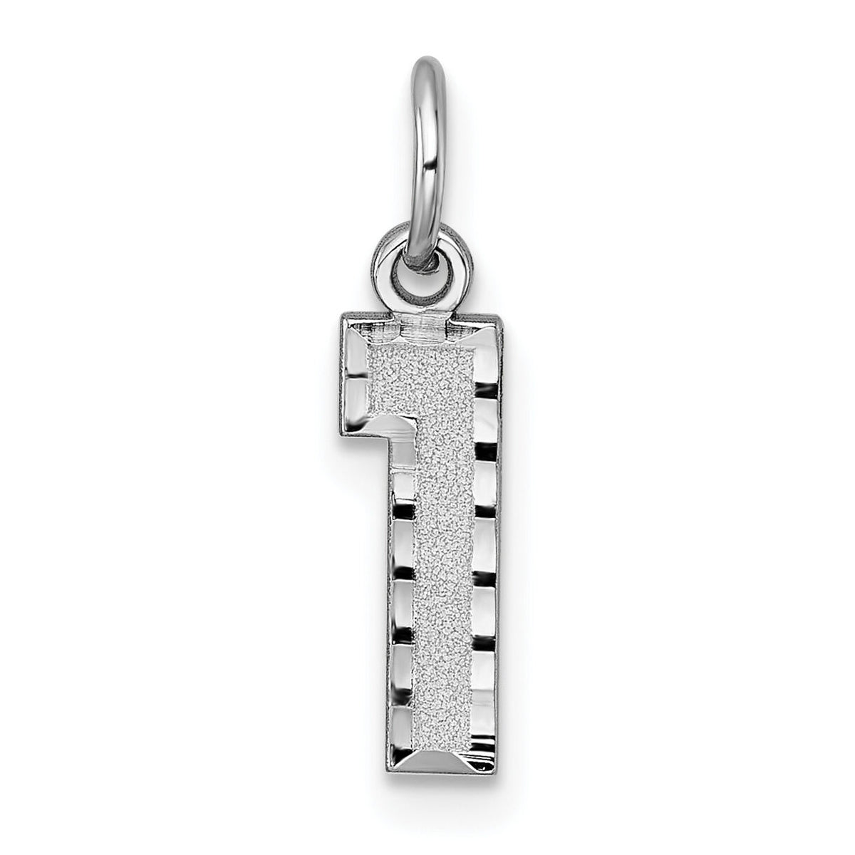 14kw Small Brushed Diamond-cut Number 1 Charm-WSN01