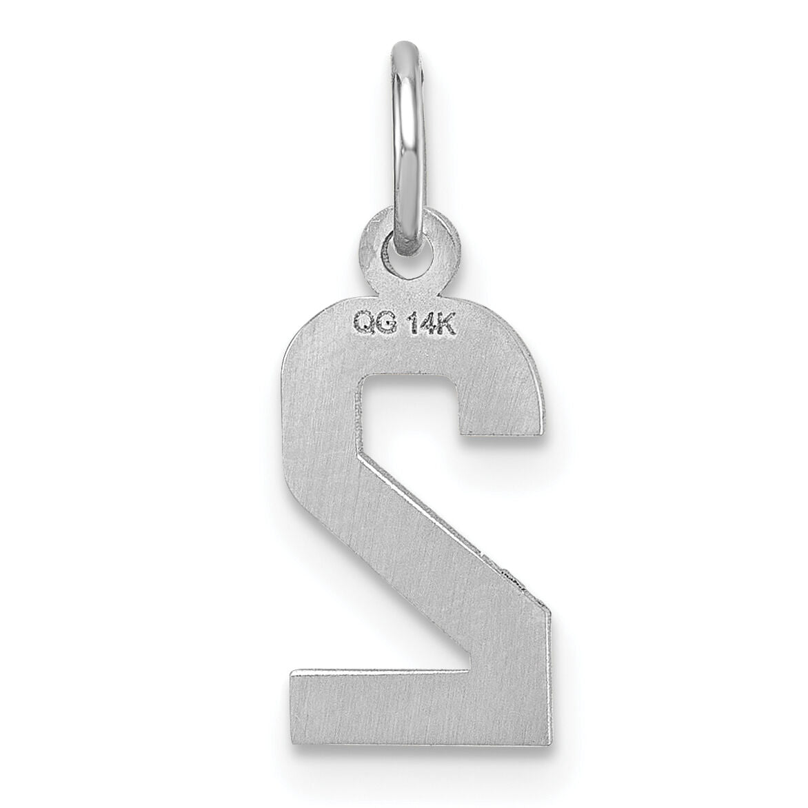 14kw Small Brushed Diamond-cut Number 2 Charm-WSN02