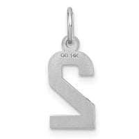 14kw Small Brushed Diamond-cut Number 2 Charm-WSN02