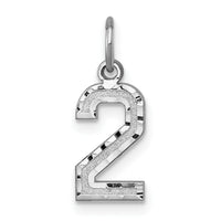 14kw Small Brushed Diamond-cut Number 2 Charm-WSN02