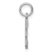 14kw Small Brushed Diamond-cut Number 3 Charm-WSN03