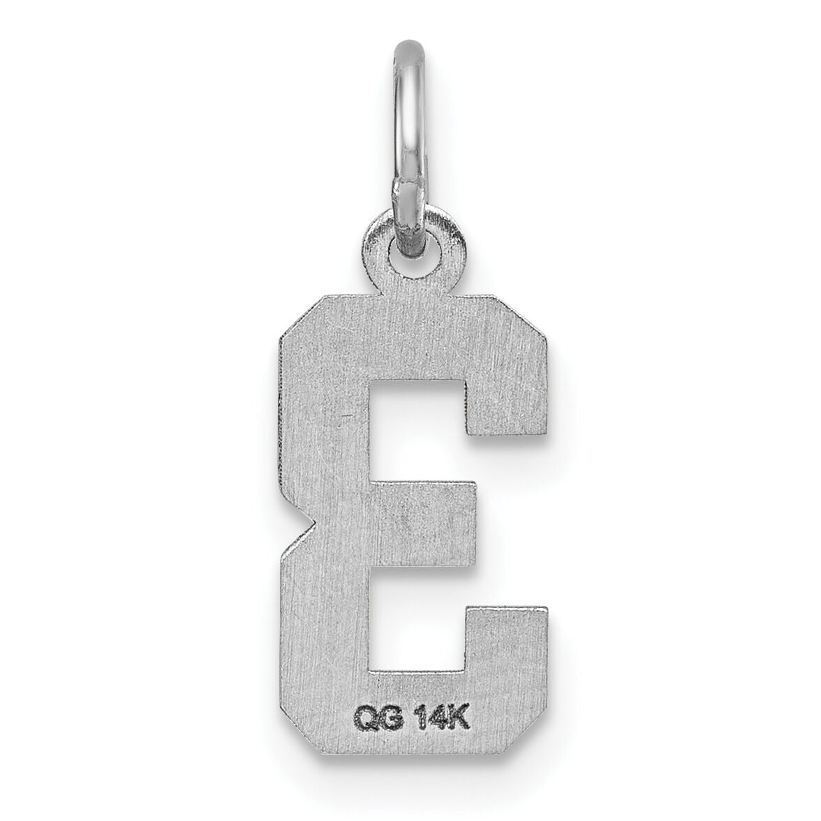 14kw Small Brushed Diamond-cut Number 3 Charm-WSN03