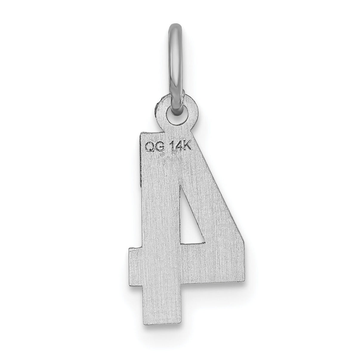 14kw Small Brushed Diamond-cut Number 4 Charm-WSN04