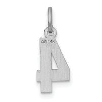 14kw Small Brushed Diamond-cut Number 4 Charm-WSN04