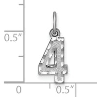 14kw Small Brushed Diamond-cut Number 4 Charm-WSN04