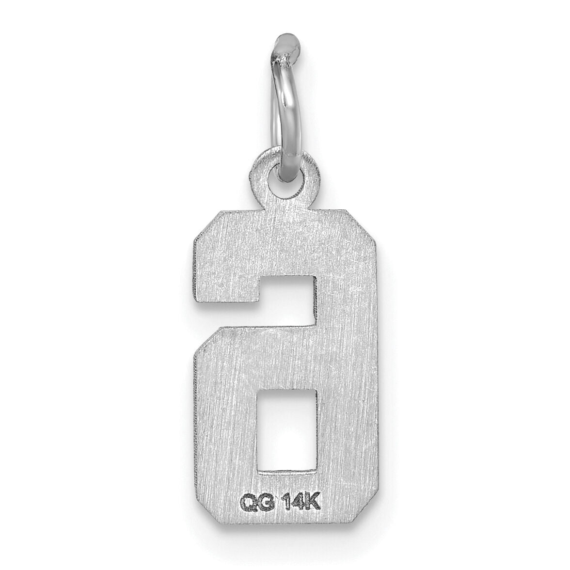 14kw Small Brushed Diamond-cut Number 6 Charm-WSN06