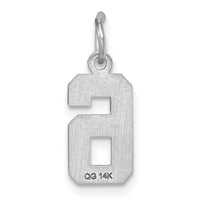 14kw Small Brushed Diamond-cut Number 6 Charm-WSN06