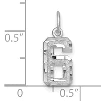 14kw Small Brushed Diamond-cut Number 6 Charm-WSN06