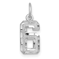 14kw Small Brushed Diamond-cut Number 6 Charm-WSN06