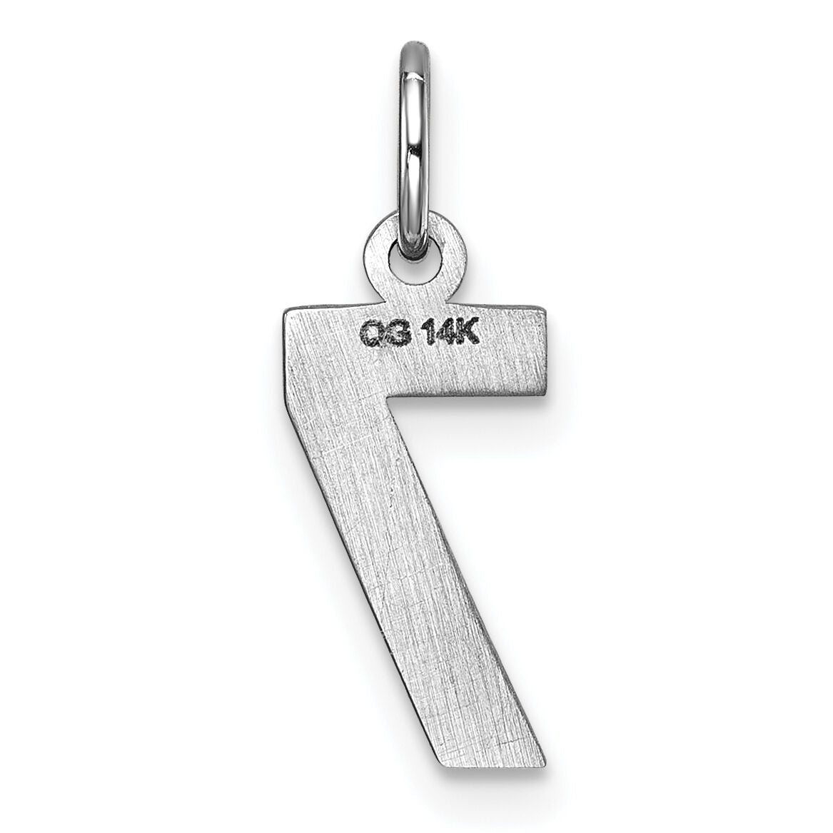 14kw Small Brushed Diamond-cut Number 7 Charm-WSN07