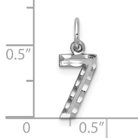 14kw Small Brushed Diamond-cut Number 7 Charm-WSN07