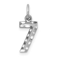 14kw Small Brushed Diamond-cut Number 7 Charm-WSN07