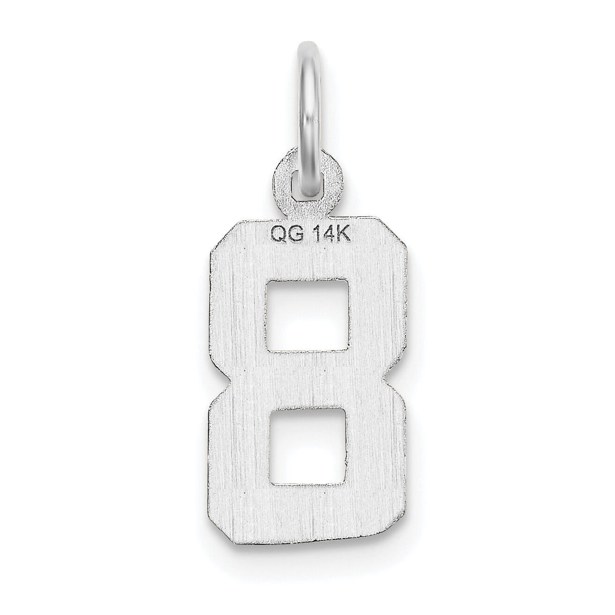 14kw Small Brushed Diamond-cut Number 8 Charm-WSN08