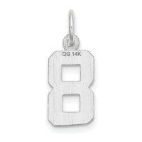 14kw Small Brushed Diamond-cut Number 8 Charm-WSN08