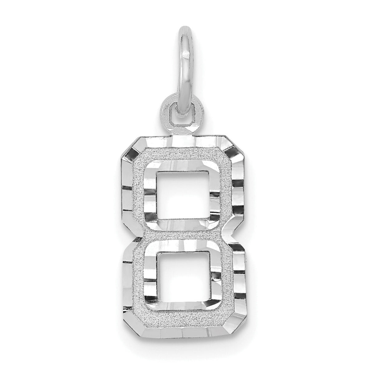 14kw Small Brushed Diamond-cut Number 8 Charm-WSN08