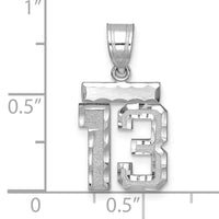 14kw Small Brushed Diamond-cut Number 13 Charm-WSN13