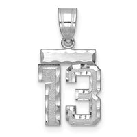 14kw Small Brushed Diamond-cut Number 13 Charm-WSN13