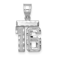 14kw Small Brushed Diamond-cut Number 16 Charm-WSN16