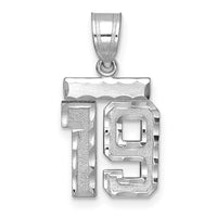 14kw Small Brushed Diamond-cut Number 19 Charm-WSN19