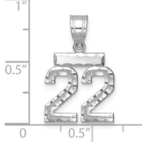 14kw Small Brushed Diamond-cut Number 22 Charm-WSN22