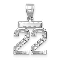14kw Small Brushed Diamond-cut Number 22 Charm-WSN22