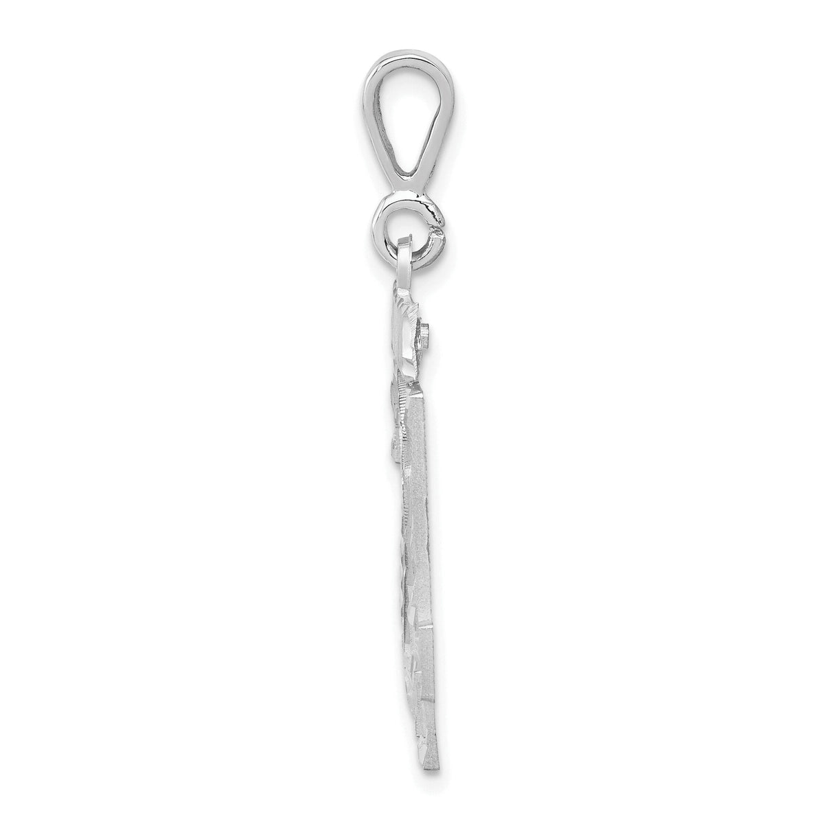 14kw Small Brushed  Diamond-cut Number 24 Charm-WSN24
