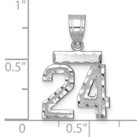 14kw Small Brushed  Diamond-cut Number 24 Charm-WSN24