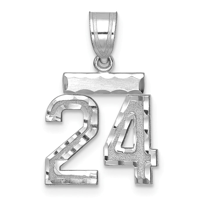 14kw Small Brushed  Diamond-cut Number 24 Charm-WSN24