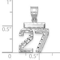 14kw Small Brushed Diamond-cut Number 27 Charm-WSN27