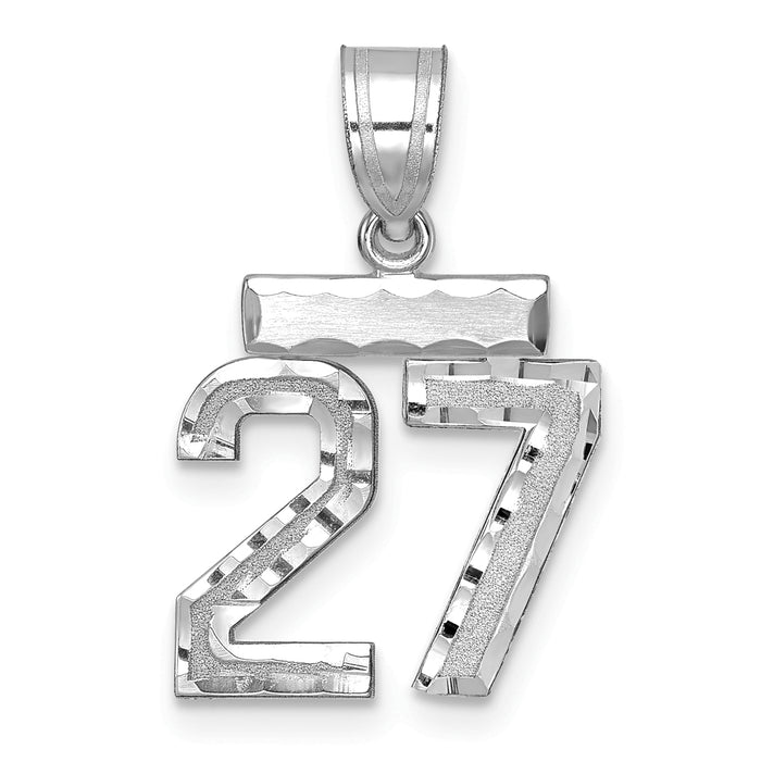 14kw Small Brushed Diamond-cut Number 27 Charm-WSN27