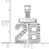 14kw Small Brushed Diamond-cut Number 28 Charm-WSN28