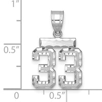 14kw Small Brushed Diamond-cut Number 33 Charm-WSN33