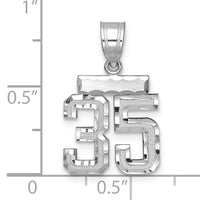 14kw Small Brushed Diamond-cut Number 35 Charm-WSN35