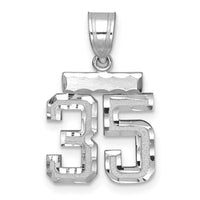 14kw Small Brushed Diamond-cut Number 35 Charm-WSN35